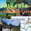 Local Easy Rider guiding tourist on scenic Ha Giang mountain pass